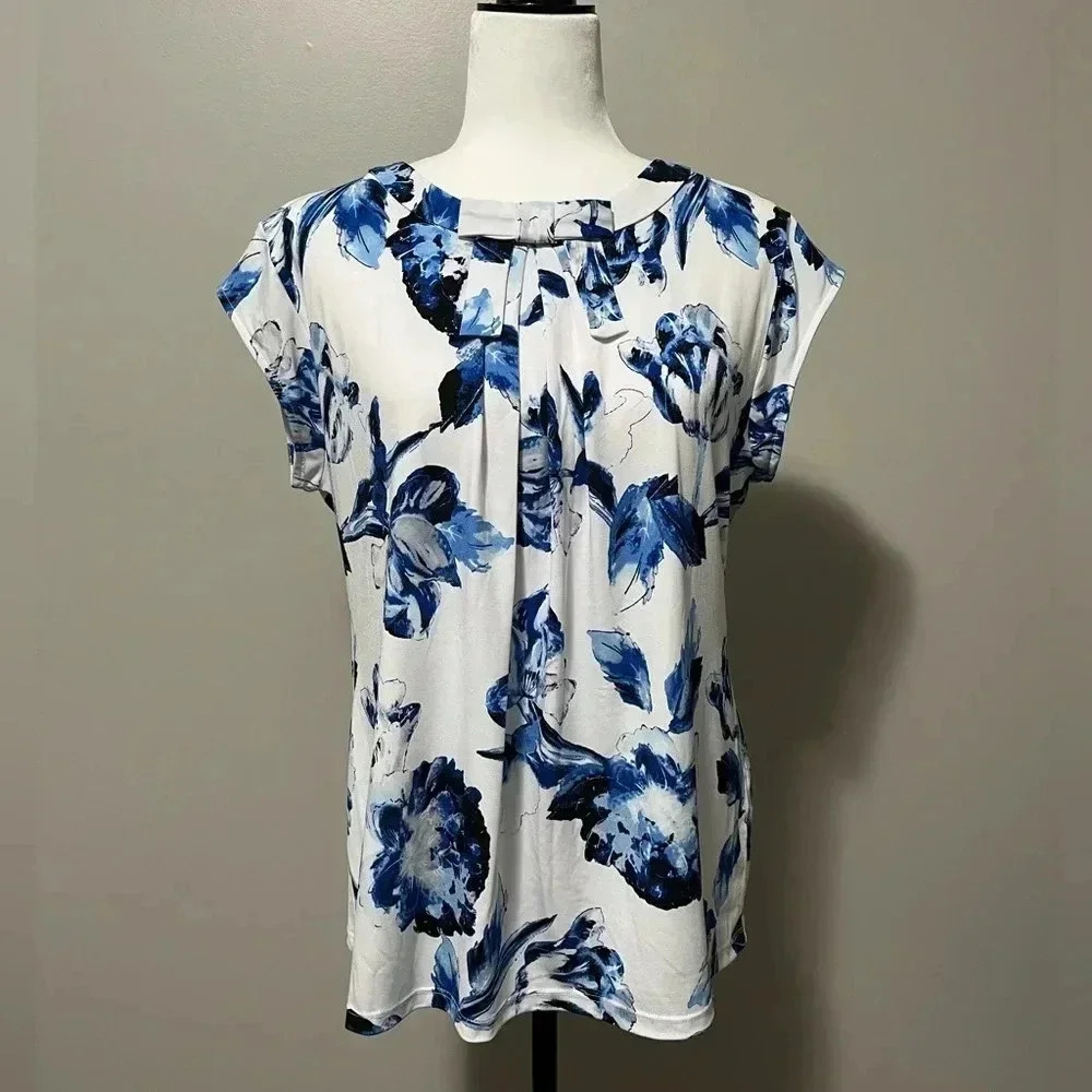 Karl Lagerfeld Paris Bow Knit Floral Blouse
